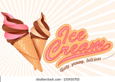 vector illustration of colorful ice cream cone