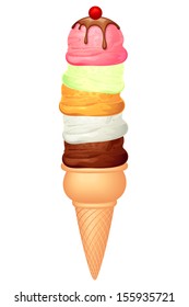 vector illustration of colorful ice cream cone