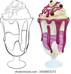 Vector illustration of a colorful ice cream sundae