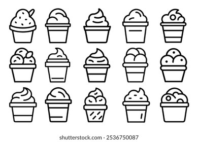 Vector Illustration of a Colorful Ice Cream Cup with Toppings and Sprinkles.This vector illustration features a vibrant and delicious ice cream cup filled with scoops of creamy ice cream, 