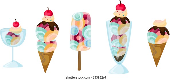 Vector illustration of colorful ice cream.