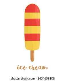 Vector illustration of colorful ice-cream. Sweet summer dessert. Drawing of ice isolated on white background.
