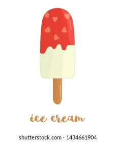 Vector illustration of colorful ice-cream. Sweet summer dessert. Drawing of ice isolated on white background.
