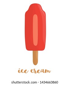 Vector illustration of colorful ice-cream. Sweet summer dessert. Drawing of ice isolated on white background.