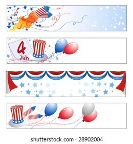Vector illustration of Colorful  Independence Day banners