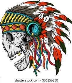 Vector illustration of colorful Indian  skull .