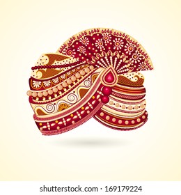 Vector Illustration Of Colorful Indian Turban For Marriage