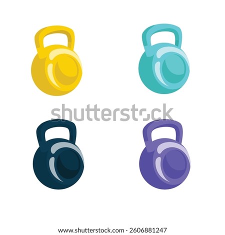 Vector illustration Colorful Kettlebell Workout Icons