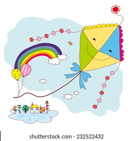 Vector illustration of colorful kite