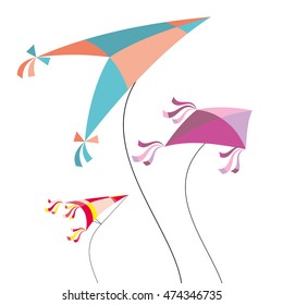 Vector illustration of colorful kite
