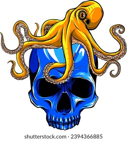 vector illustration of colorful kraken on white background