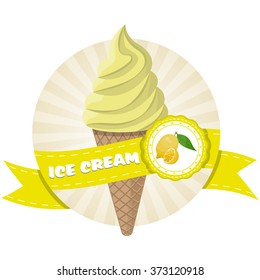 Vector illustration of colorful lemon ice cream