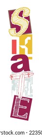 Vector illustration of colorful lettering alluding to skateboarding.