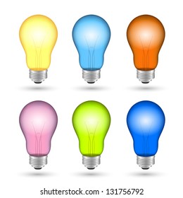 Vector Illustration of Colorful Light Bulbs