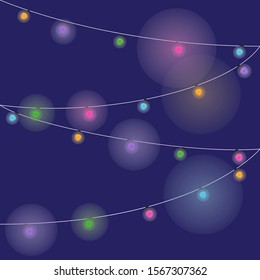 Vector illustration colorful light on dark background.