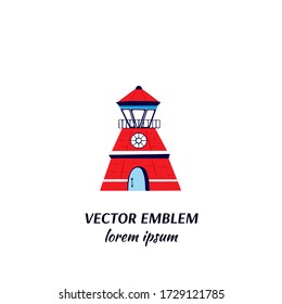 Ilustración vectorial con faro colorido aislado en fondo blanco