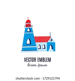 Ilustración vectorial con faro colorido aislado en fondo blanco