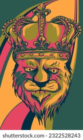 vector illustration of colorful lion. digital draw