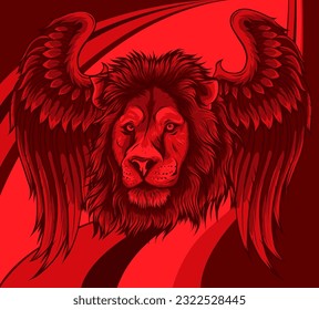 vector illustration of colorful lion. digital draw