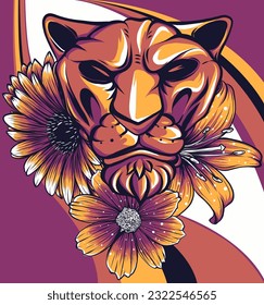 vector illustration of colorful lion. digital draw