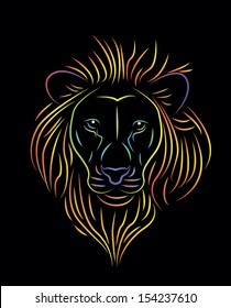 vector illustration of colorful lion drawing 