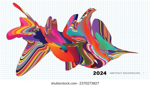 Vector Ilustración colorido líquido y fluido abstracto para la plantilla de banner 2024