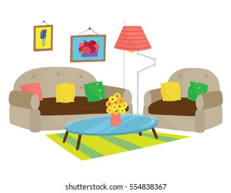 Vector illustration of colorful living room