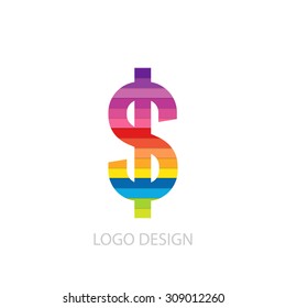 Vector illustration of colorful logo dollar sign.