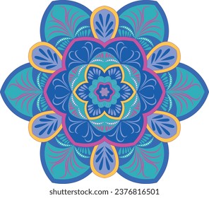 Vector illustration of the colorful mandala 3000x3000 px. The Idea for design products decoration, textile decoration, or colouring.