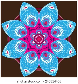 Vector illustration of a colorful mandala, circle ornaments for scrapbook and other designs