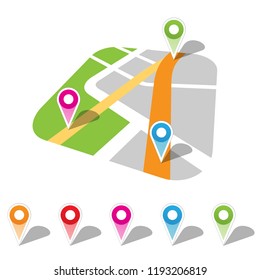 Vector Illustration of Colorful Map Markers isolated on a White Background