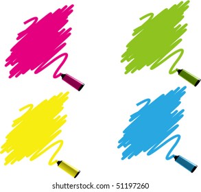  Vector Illustration of colorful marker labels set