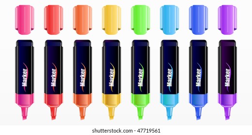 Vector Illustration of the colorful markers set.
