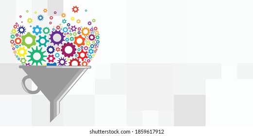 vector illustration of colorful mechanic elements cogs with filter for productive work visual