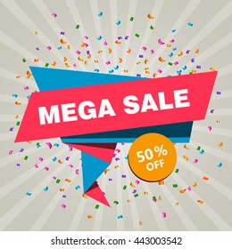Vector Illustration of a Colorful Mega Sale Banner Design Template