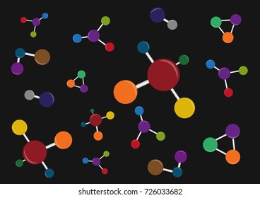 Vector illustration with colorful molecules.