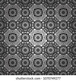 Vector illustration. Colorful mosaic backdrop in white, gray and black colors. Abstract retro seamless pattern of geometric shapes. Geometric hipster tiles background.