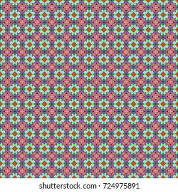 Vector illustration. Colorful mosaic backdrop in neutral, green and pink colors. Abstract retro seamless pattern of geometric shapes. Geometric hipster tiles background.