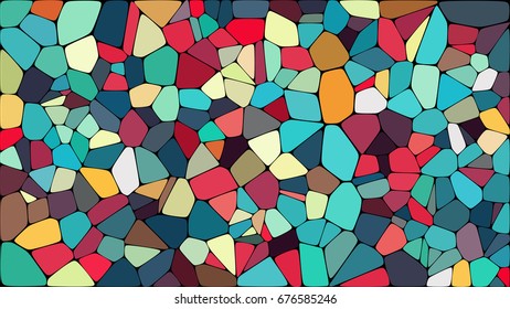 Vector illustration of a colorful mosaic pattern consisting of elements of various shapes and colors. Abstract geometric background