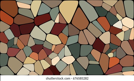 Vector illustration of a colorful mosaic pattern consisting of elements of various shapes and colors. Abstract geometric background