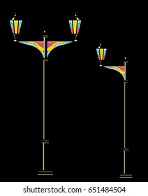 vector illustration of colorful mosaic stained glass  street lights