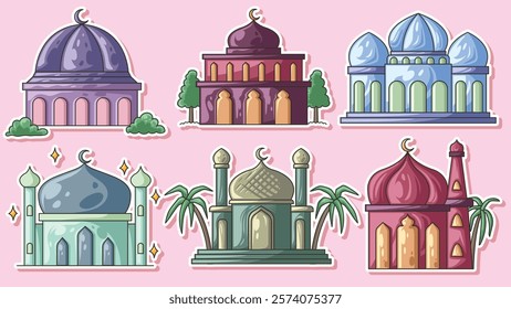 vector illustration of colorful mosque for ramadan, islamic celebration