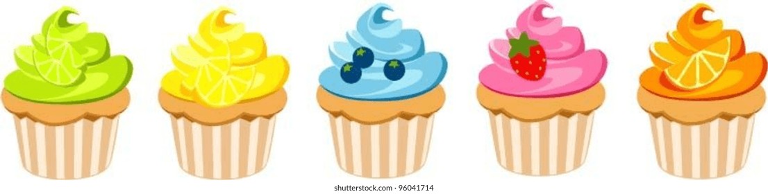 Vector illustration of colorful muffins.