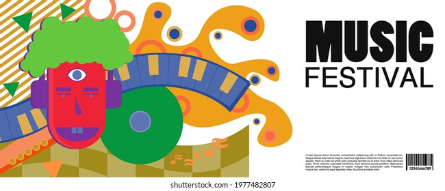 Vector illustration colorful music festival banner. background vector, web, landing page, and print in Eps 10.