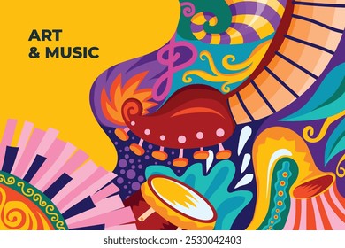 Vector illustration colorful music poster banner background