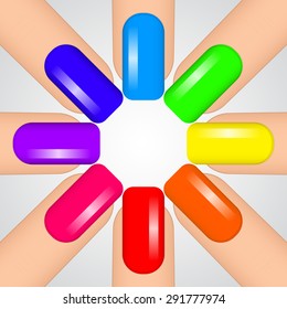 Vector illustration of colorful nails