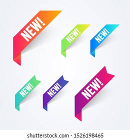 Vector Illustration Colorful New Label Set. Collection Of Modern Banner