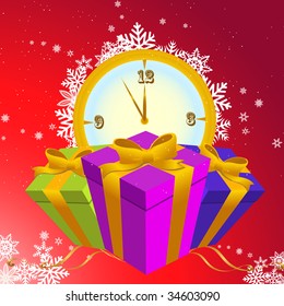 Vector illustration of Colorful new year party background. Design element for new-year congratulations.