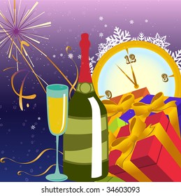 Vector illustration of Colorful new year party background. Design element for new-year congratulations.