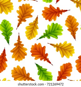 Vector illustration of Colorful oak leaves isolated on white background